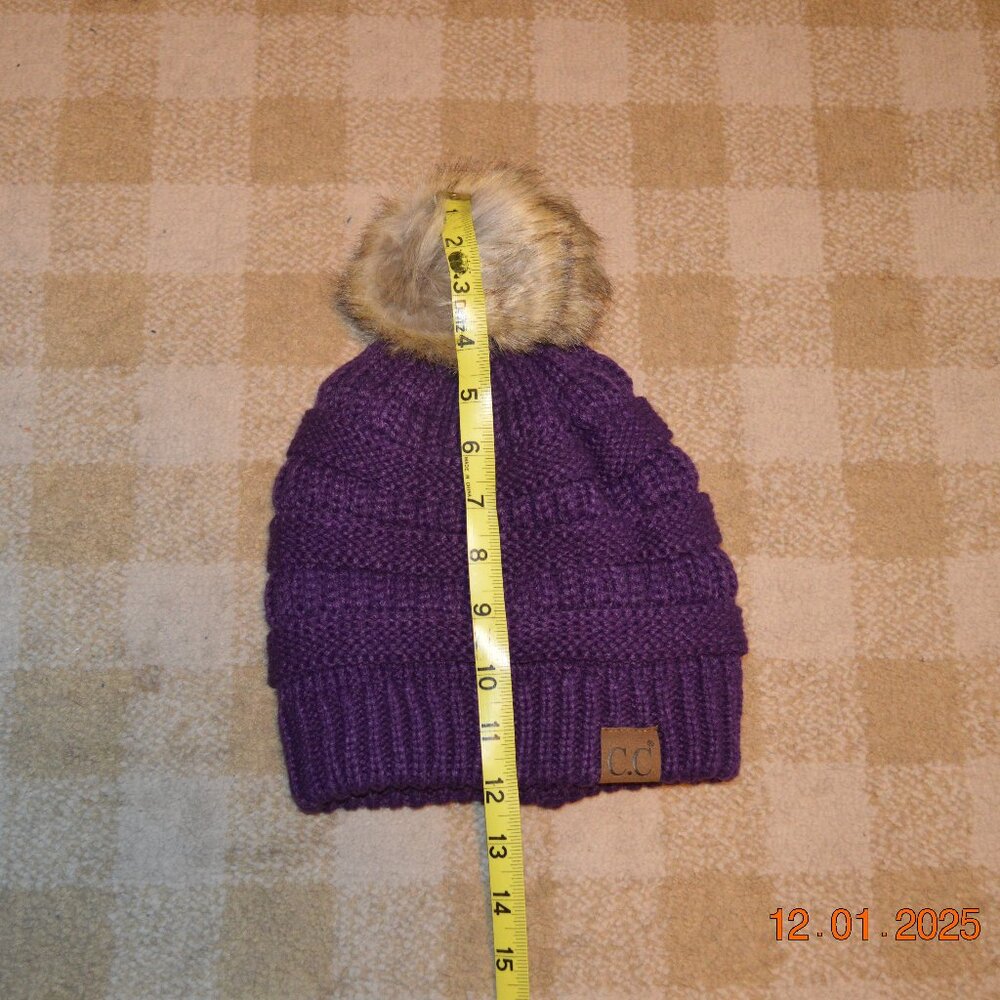 CC Beanie Purple Pom Hat